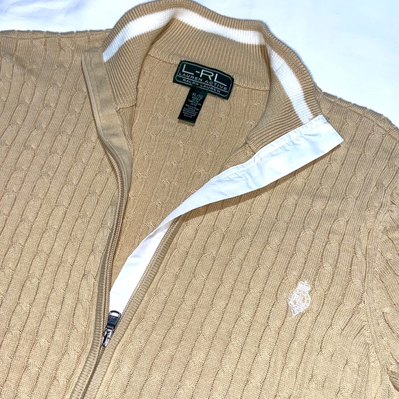 Ralph Lauren Active Zippered Cardigan. Golden Tan Color. Size XL. - Picture 3 of 8